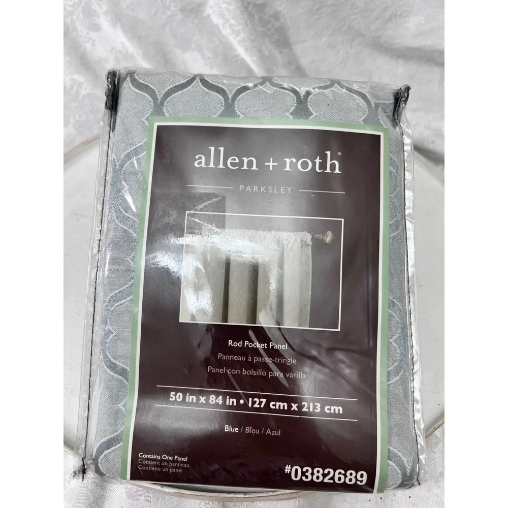 Allen + Roth Parksley Blue Rod Pocket Curtain Panel 50x84 0382689